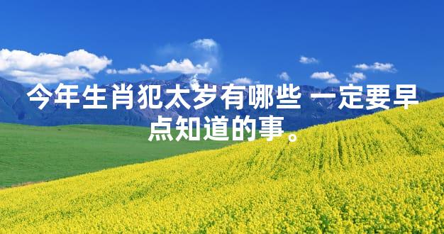今年生肖犯太岁有哪些 一定要早点知道的事。